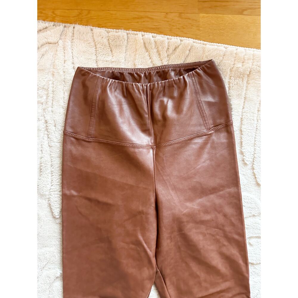 Aritzia Wilfred Free Daria Pant Brown High Rise Vegan Leather Leggings Size S - Picture 3 of 7